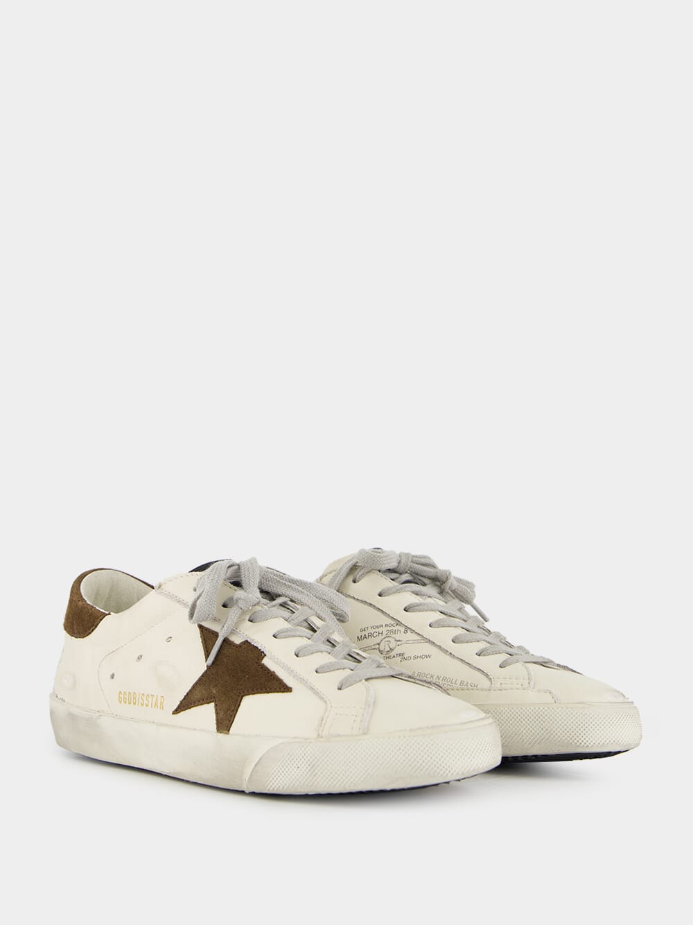 White and Brown Super-Star Leather Sneakers