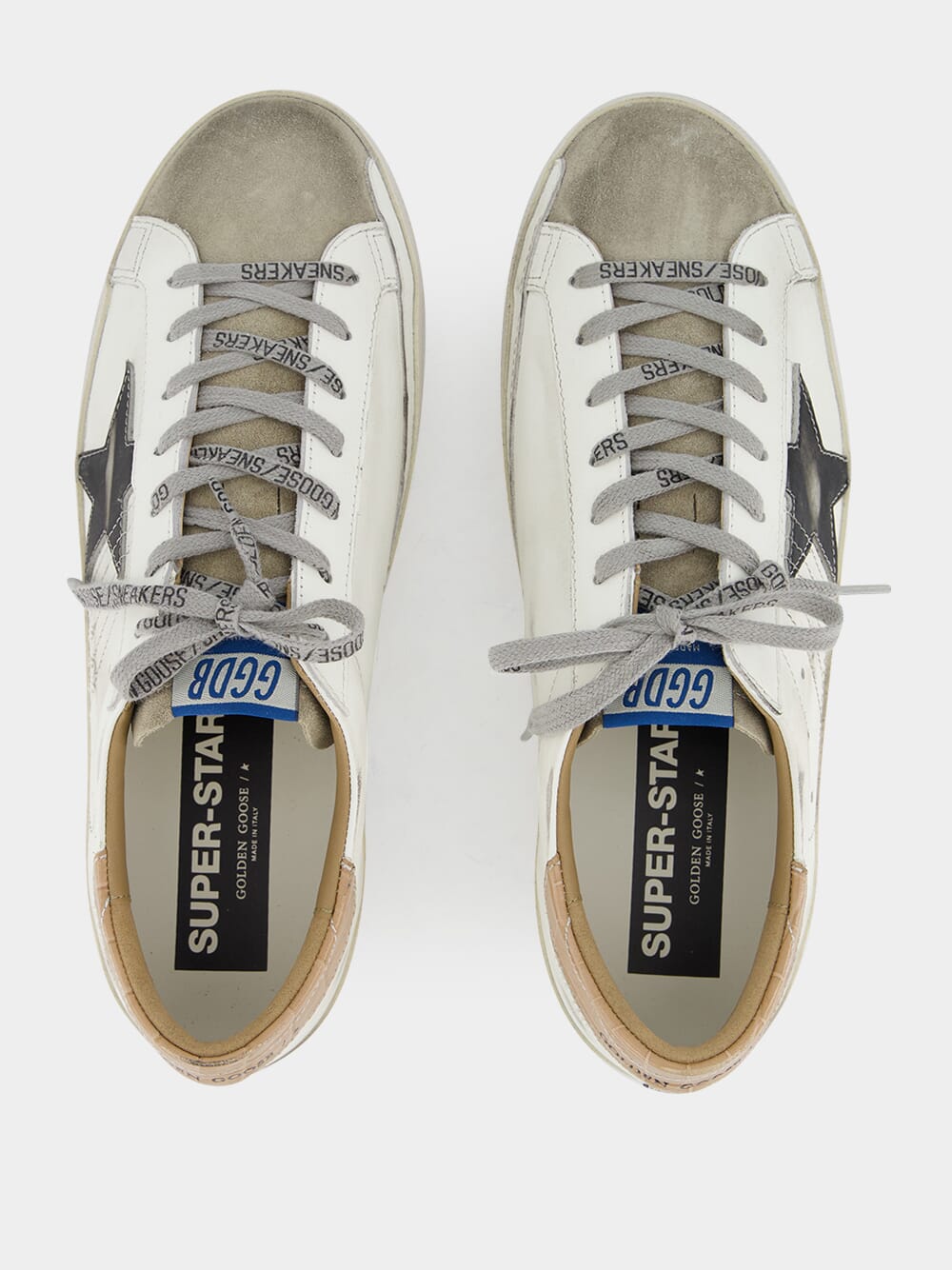 White and Black Superstar Low-Top Sneakers