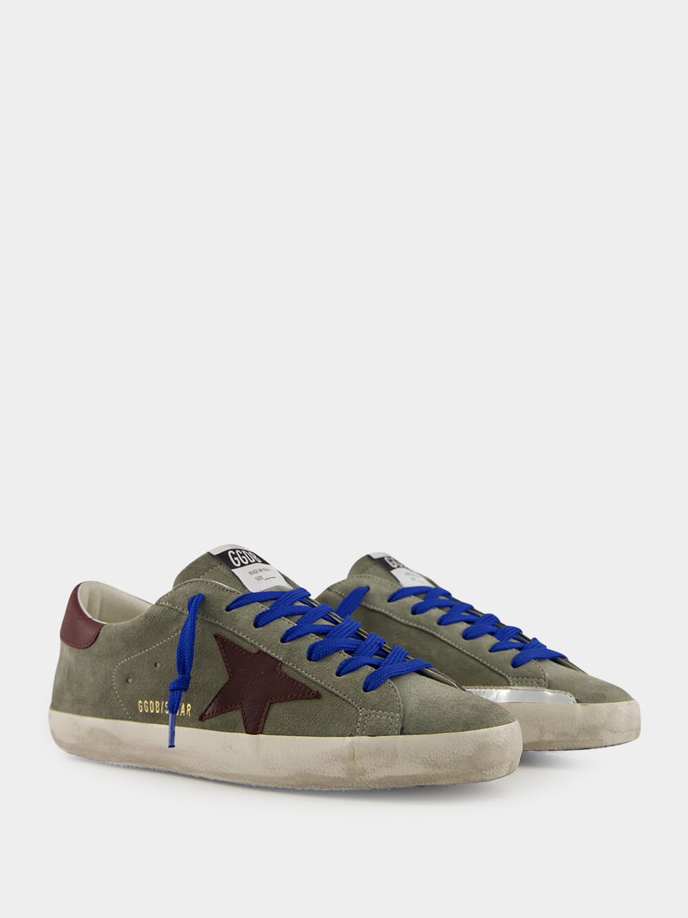 Dark Green 	Suede Superstar Sneakers with Brown Star