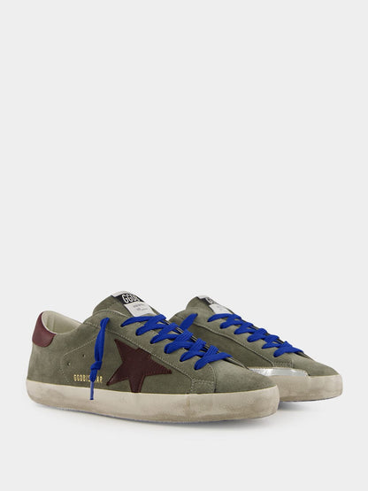 Dark Green 	Suede Superstar Sneakers with Brown Star