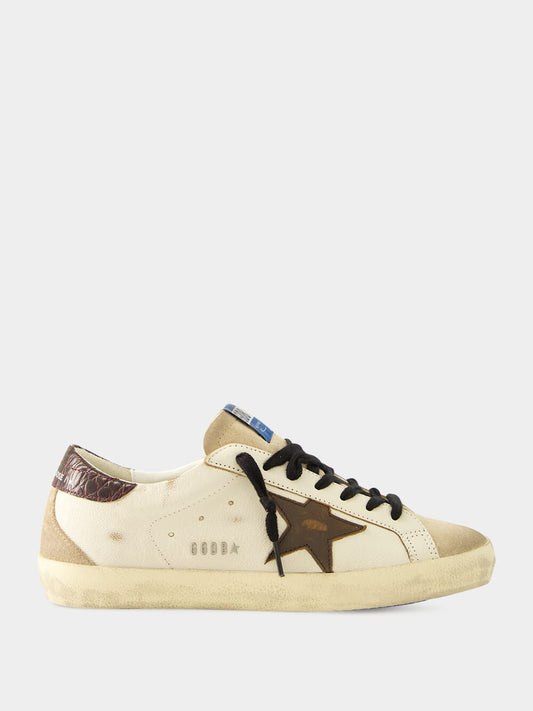 White Beige Brown Superstar Sneakers
