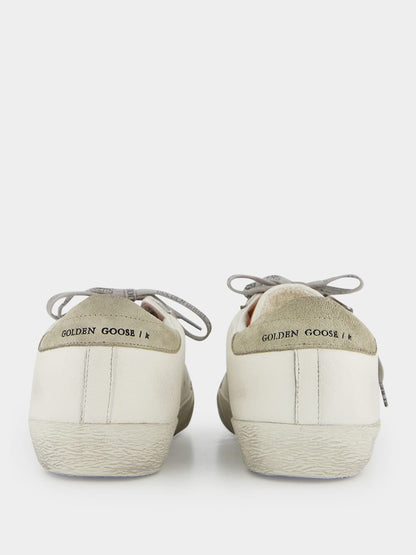 White and Orange Superstar Sneakers with Suede Heel