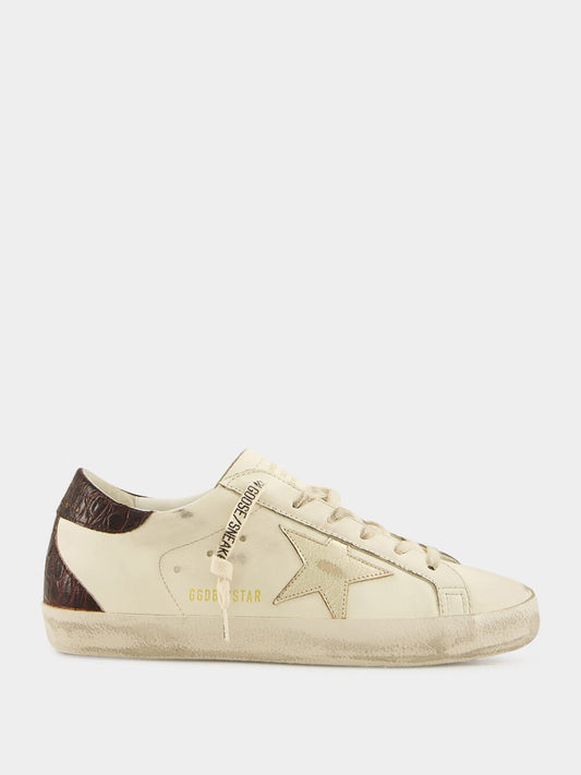 White and Burgundy Super-Star Sneakers