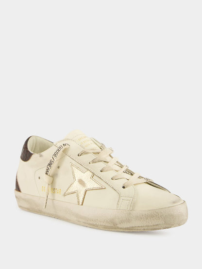White and Burgundy Super-Star Sneakers