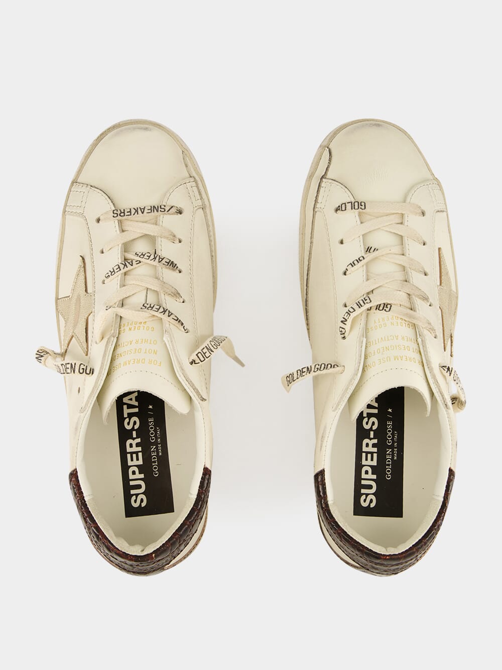 White and Burgundy Super-Star Sneakers