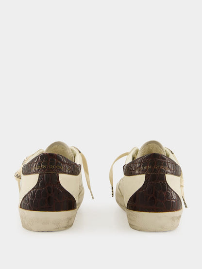 White and Burgundy Super-Star Sneakers