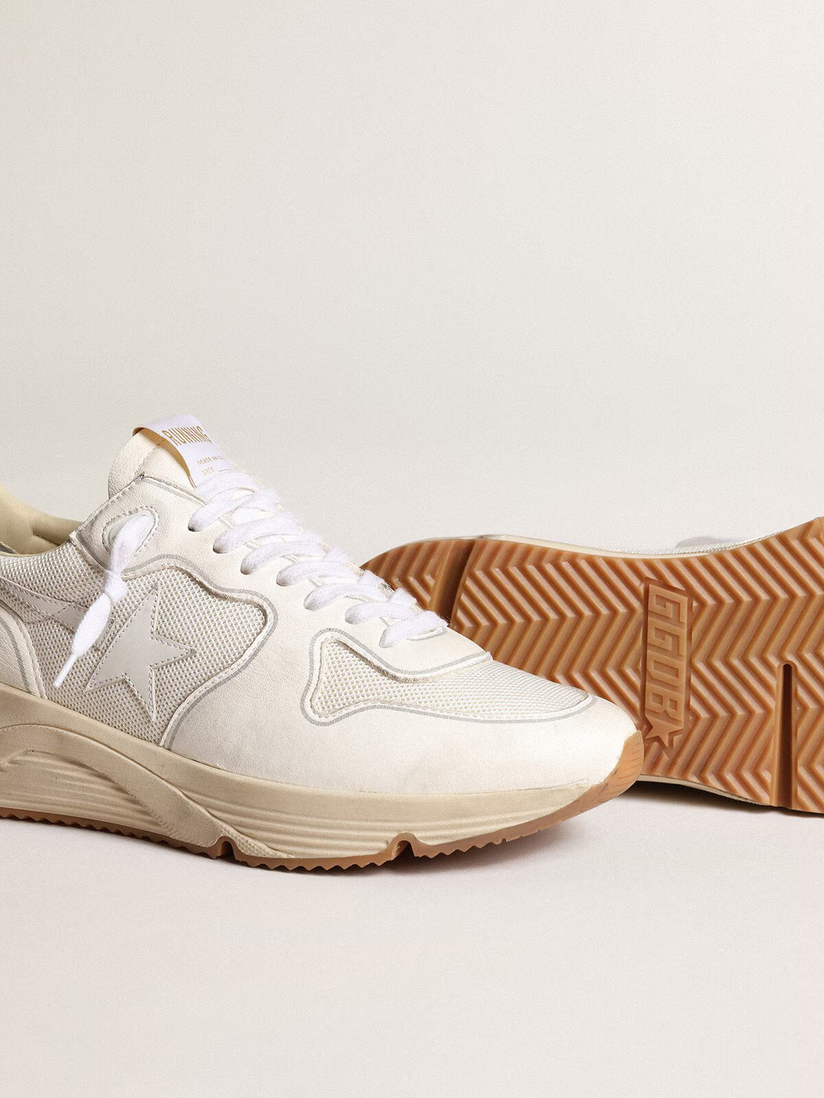 Running Sole femme en résille et nappa blancs