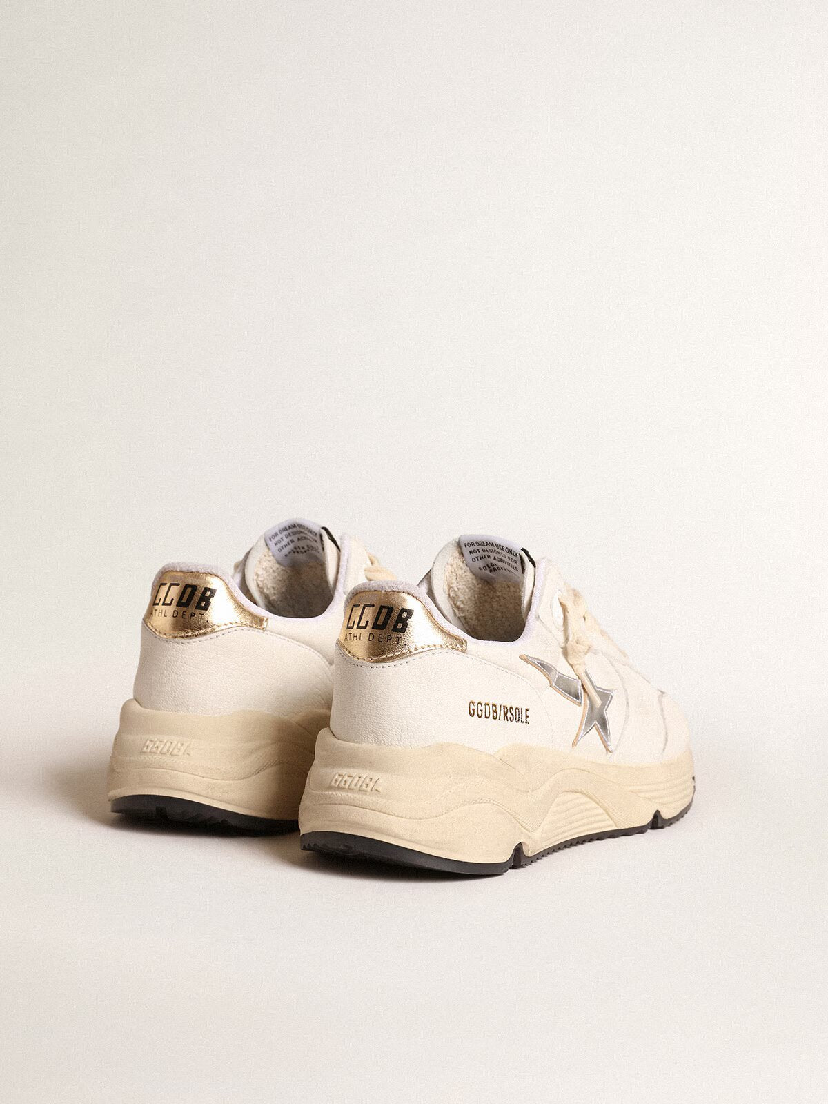 Running Sole en cuir nappa avec étoile argentée et contrefort en cuir doré
